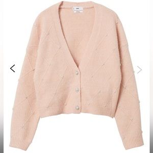 mango pink pearl embellished cardigan